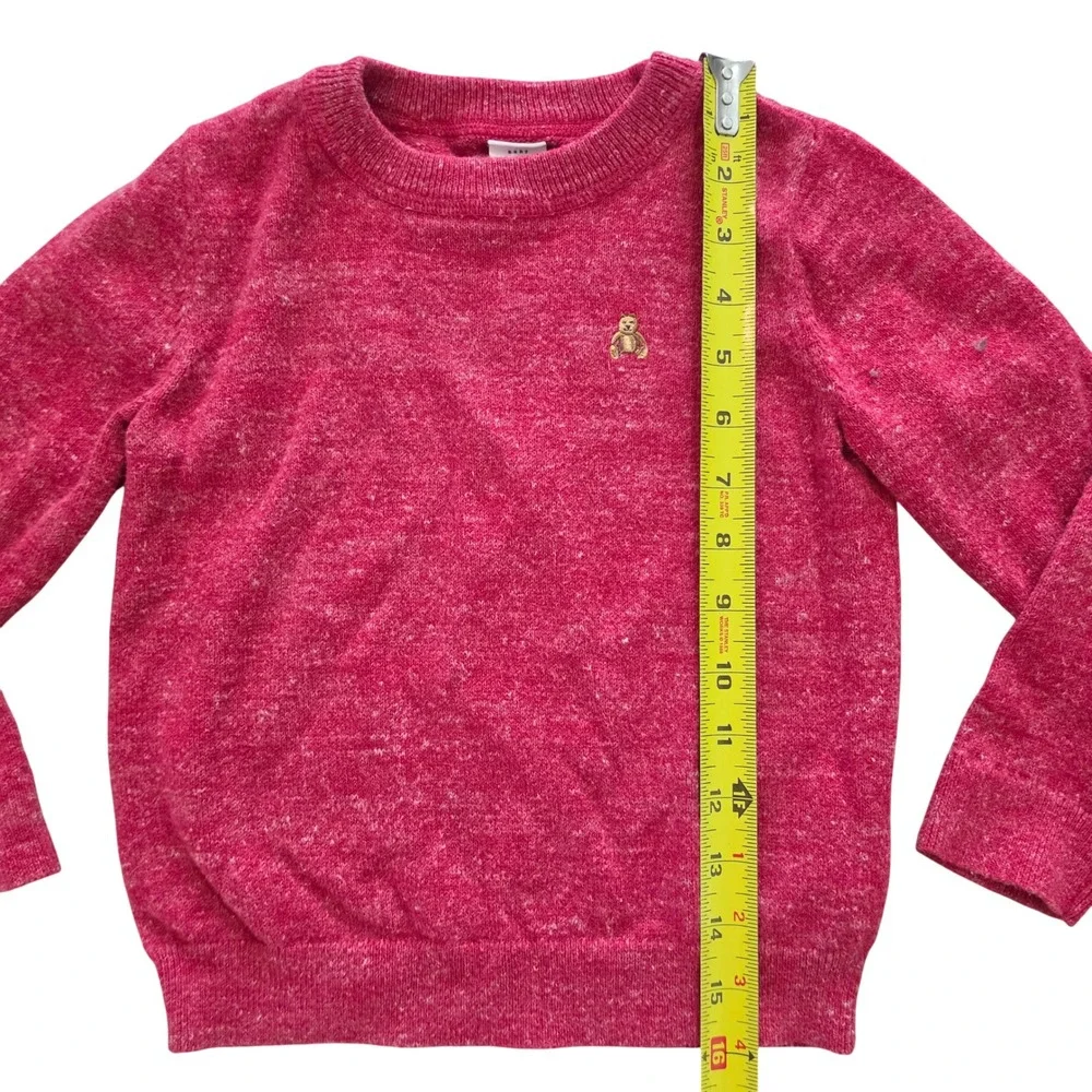 Gap Kids Toddler Girls Pink Marl Brannan Bear Crewneck Sweater Size 5T